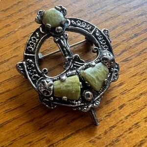 Traditional Irish Connemara Marble Tara Brooch